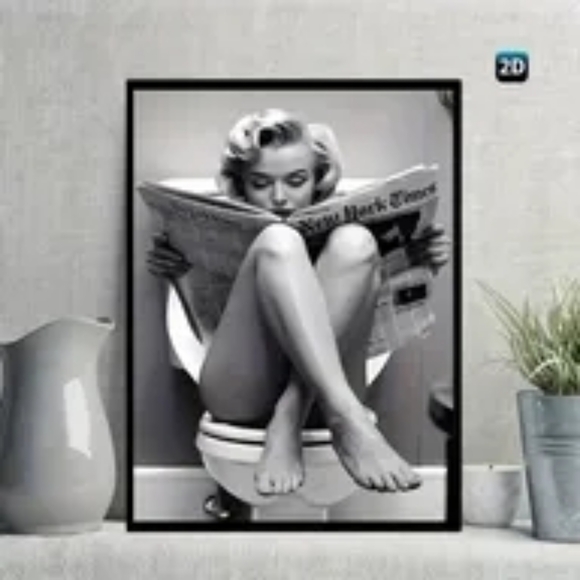 Marilyn Monroe Vintage Bathroom Wall Art Print Framed - Picture 3 of 6